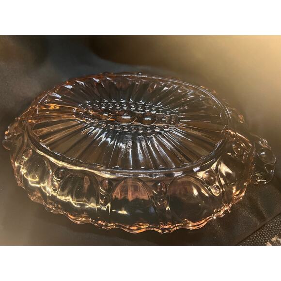 Vintage Pink Depression Glass Relish Dish - Picture 3 of 7